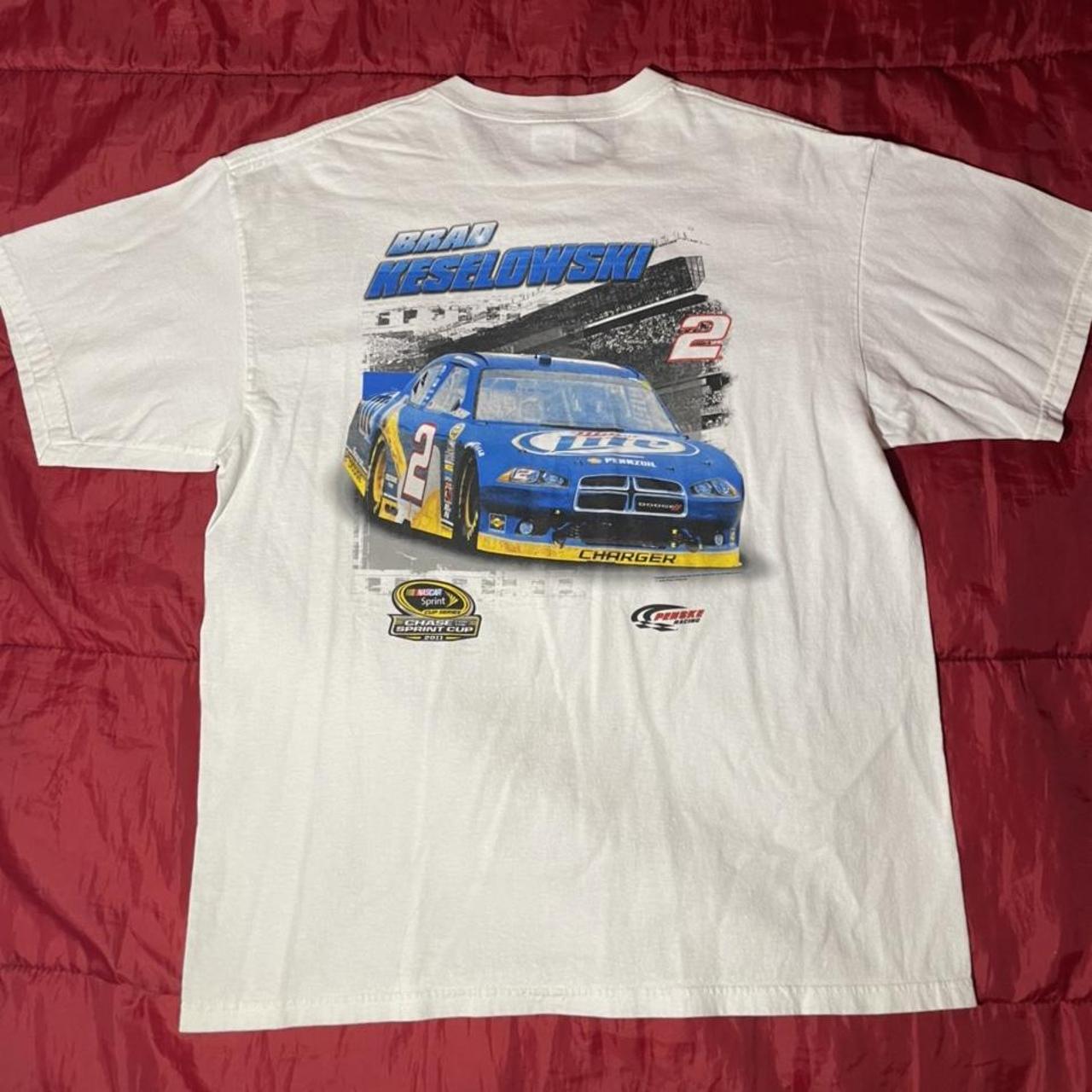 NASCAR Men's White and Navy T-shirt | Depop