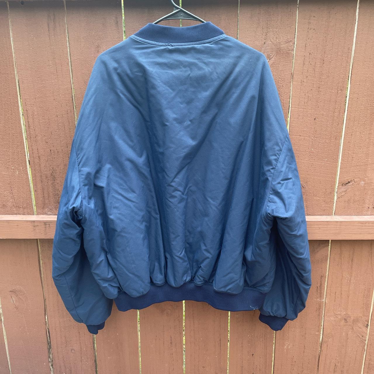 Vintage Satin ATL Braves Jacket 80s/90s Navy Blue - Depop