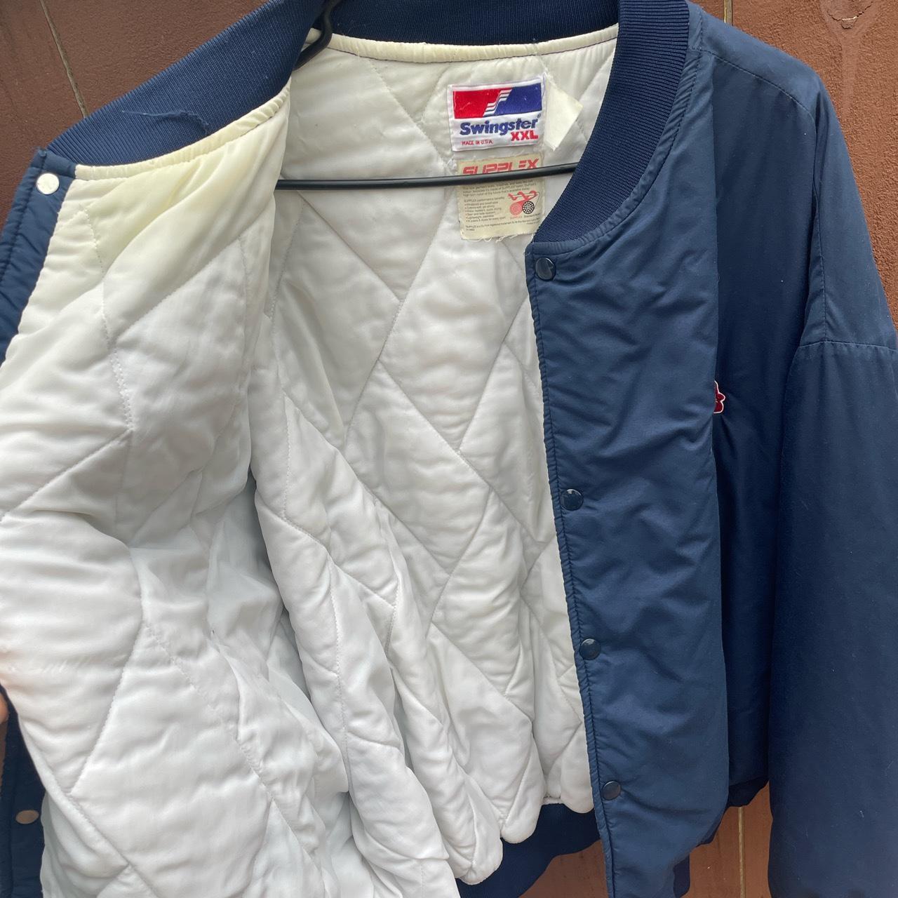 Vintage Satin ATL Braves Jacket 80s/90s Navy Blue - Depop