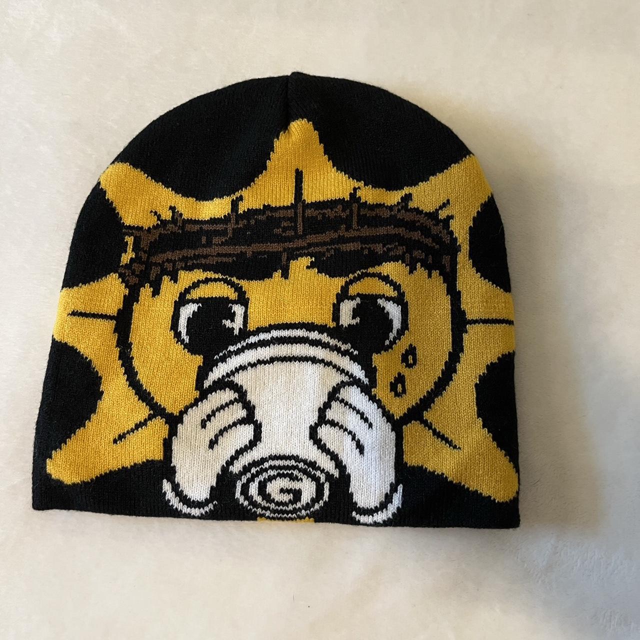 Men's Black and Yellow Hat Depop