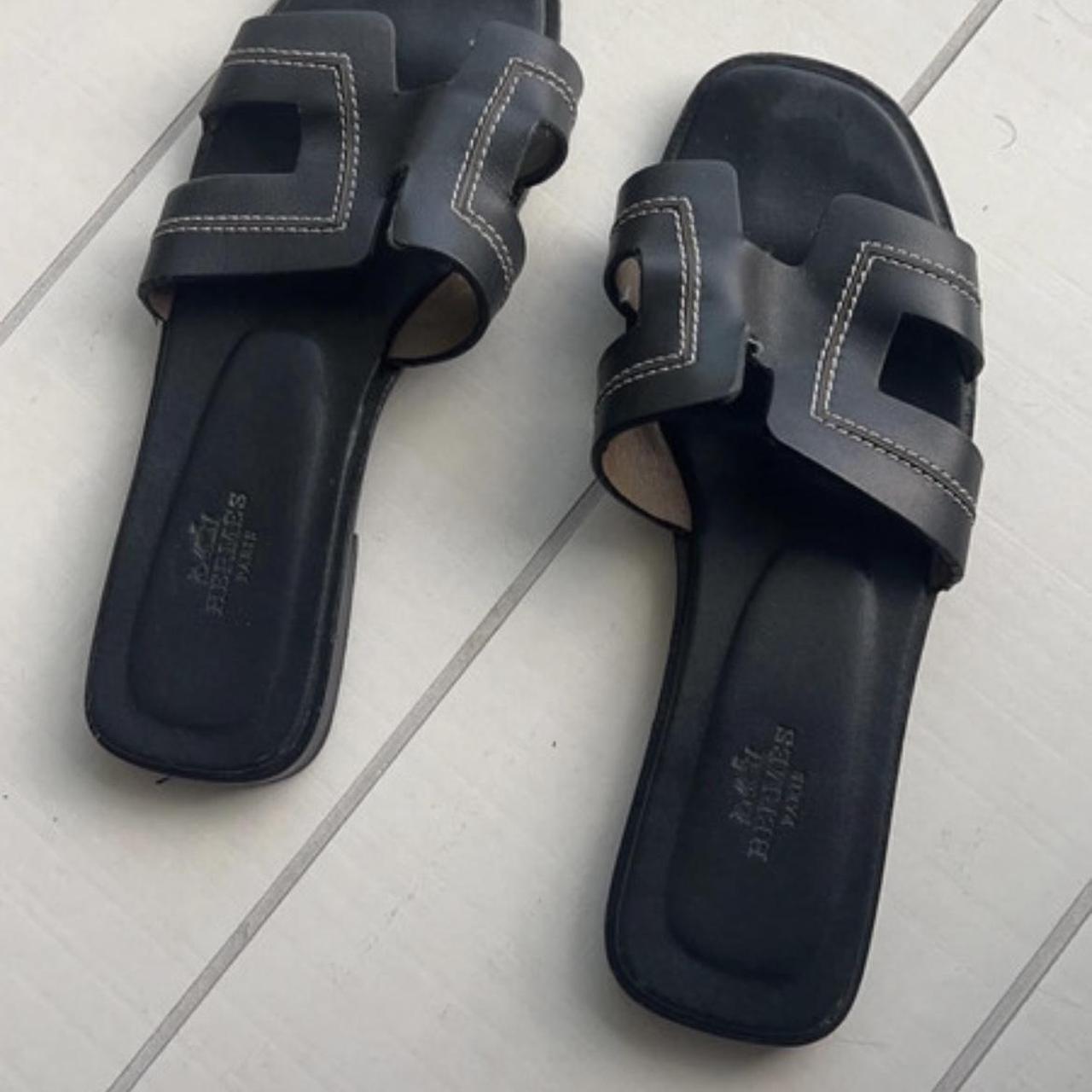 Hermes Women's Black Sandals | Depop