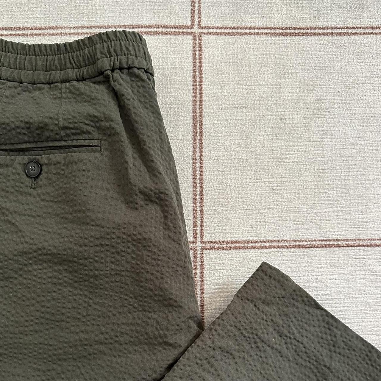 Officine Générale Men's Khaki and Green Trousers | Depop