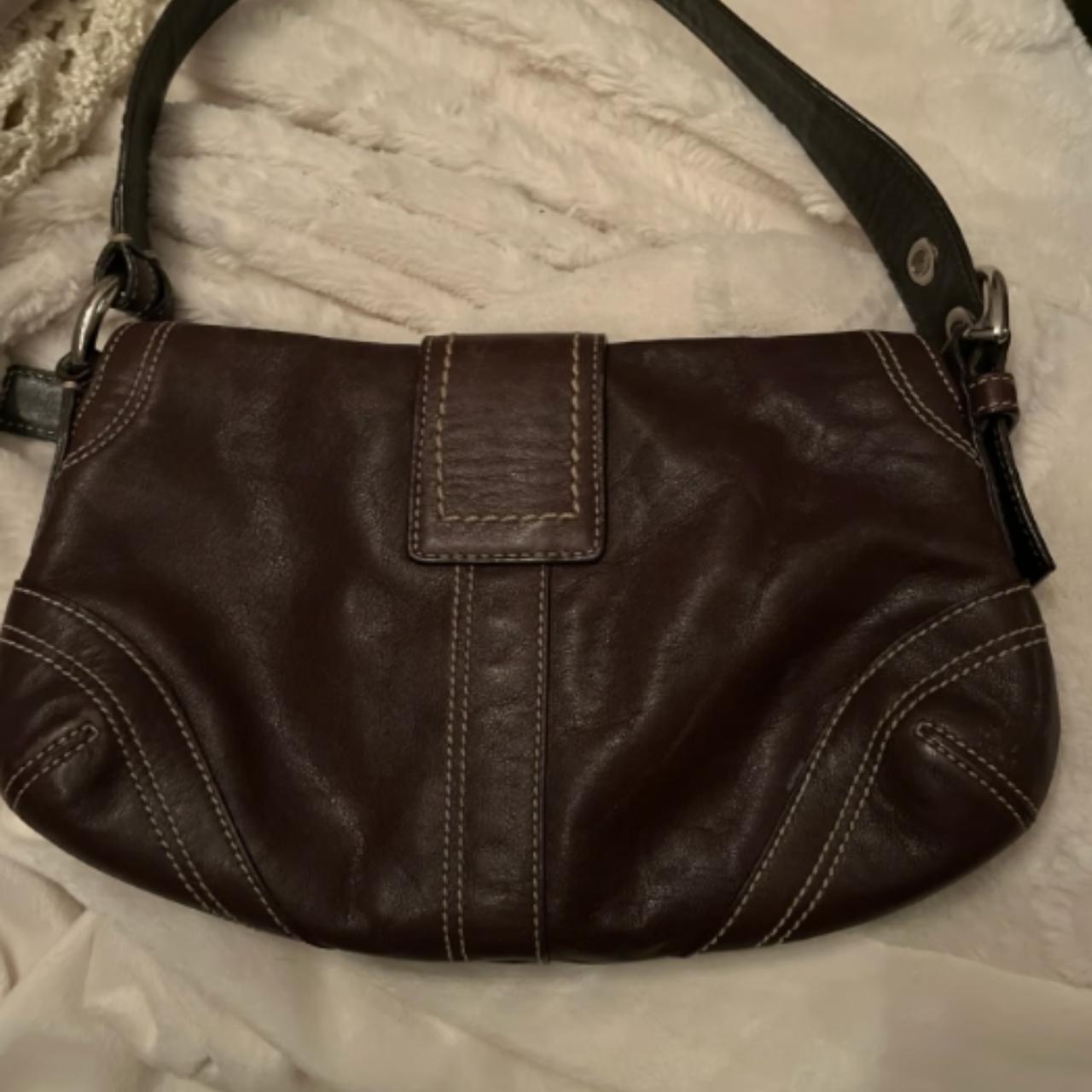 バッグ Coach Soho Hobo accessory pouch Brown Coach Soho Hobo Bag - Brown and off White Leather Coach Bag