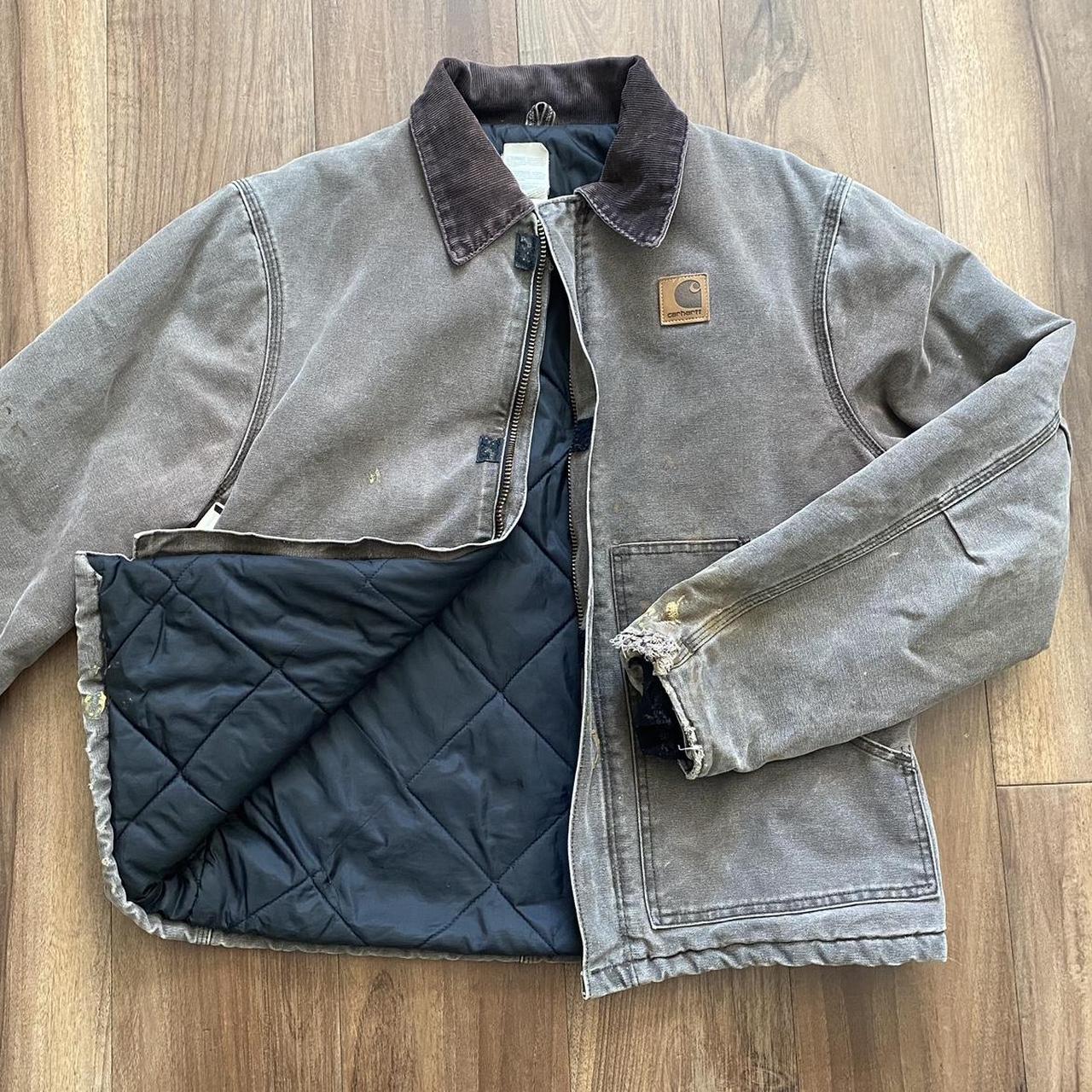 Vintage j22 carhartt jacket with beautiful brown... - Depop