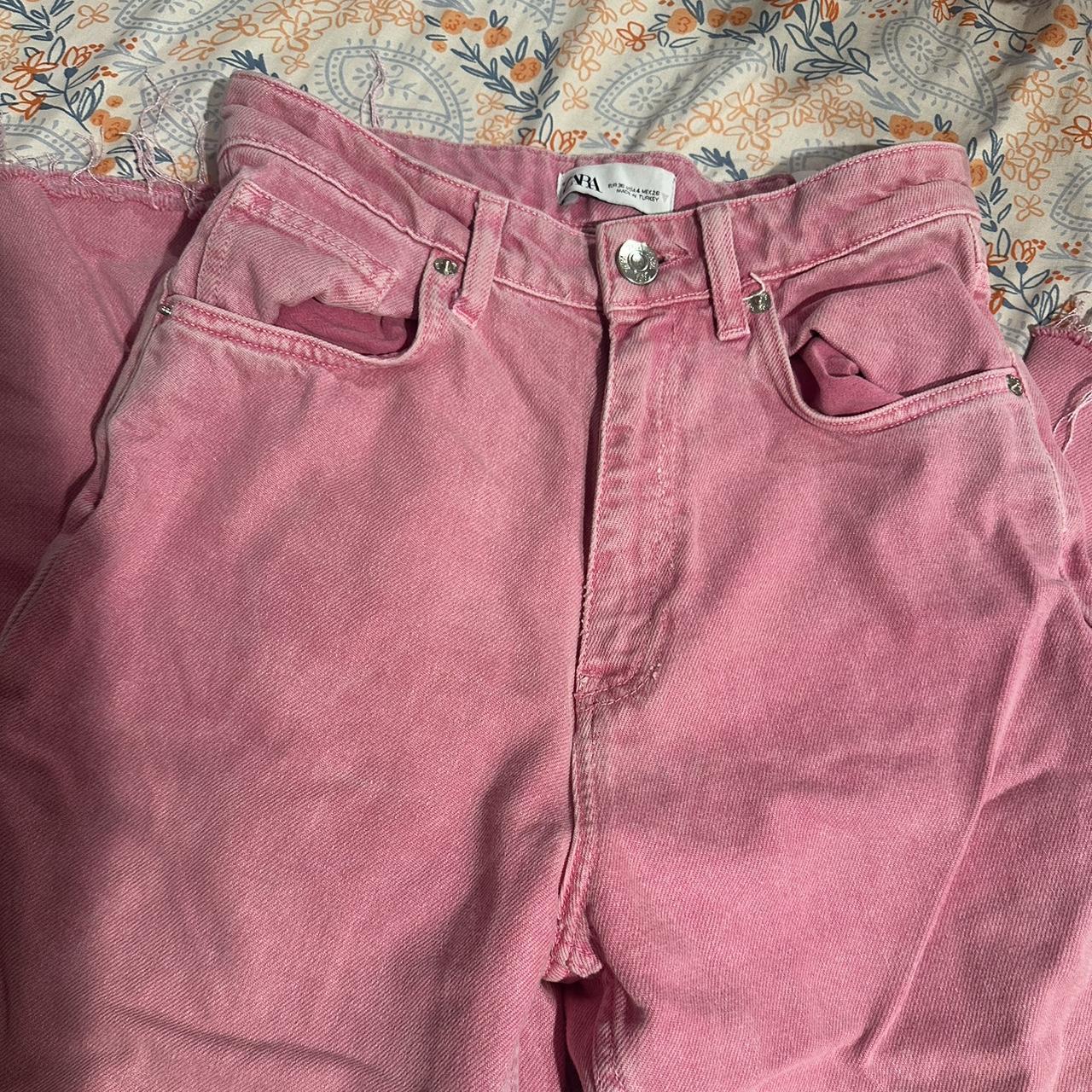 Pink Zara Jeans Good condition Size 4 - Depop