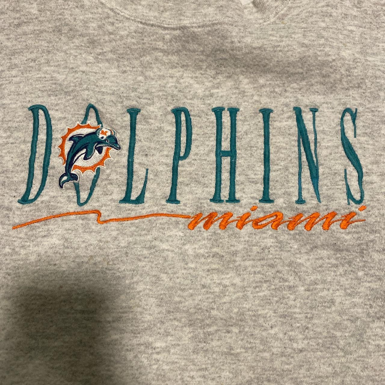 Vintage Logo 7 Miami Dolphins sweatshirt in white. - Depop