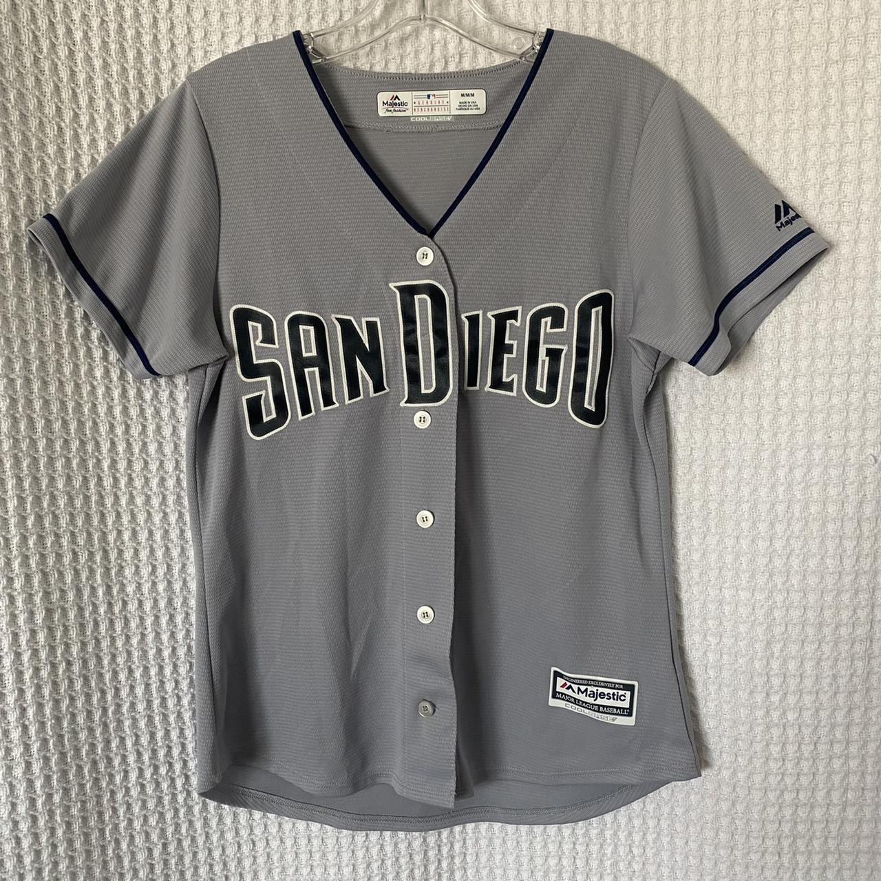 White San Diego Padres basbeball jersey Majestic - Depop