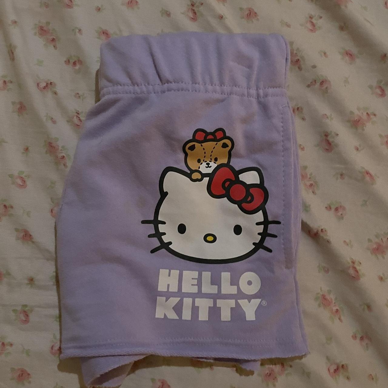 Hello Kitty Women's Purple and White Shorts | Depop