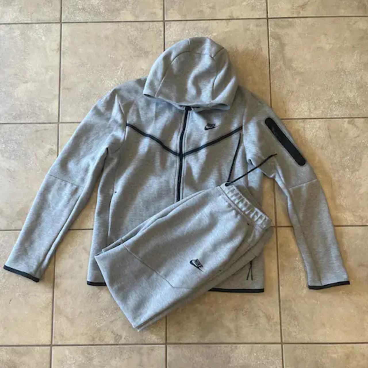 Grey Nike tech tracksuit Size medium hoodie Size... Depop