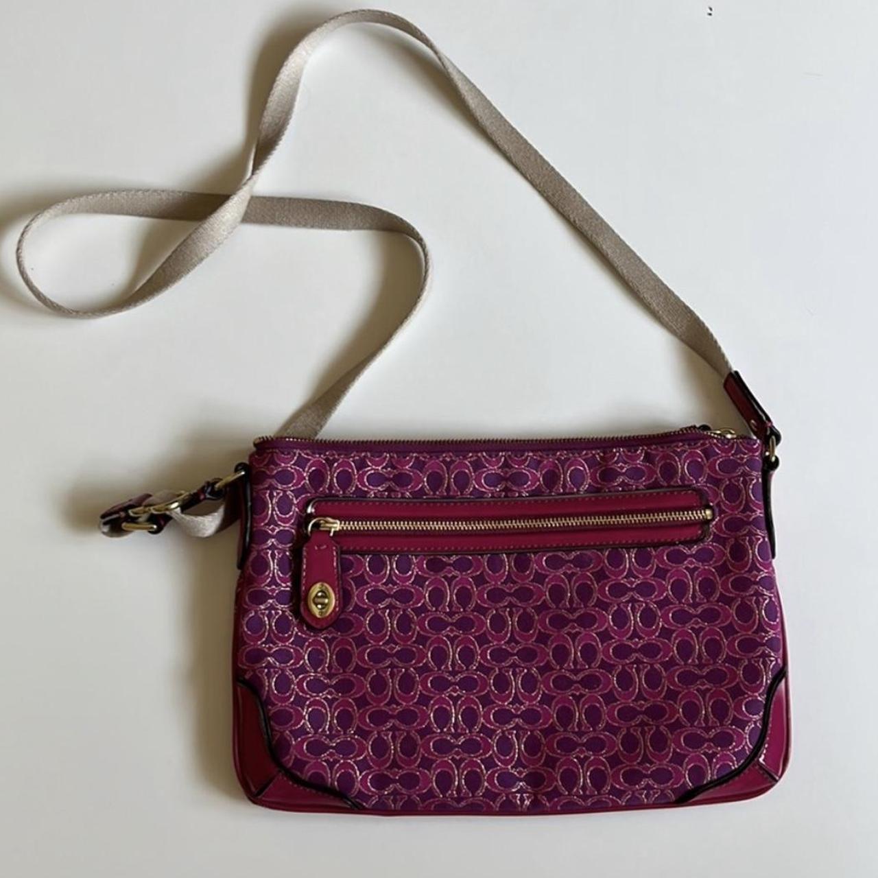 COACH Vintage DOTTED OP ART Ashley BERRY SILVER satchel handbag purse PURPLE  | eBay