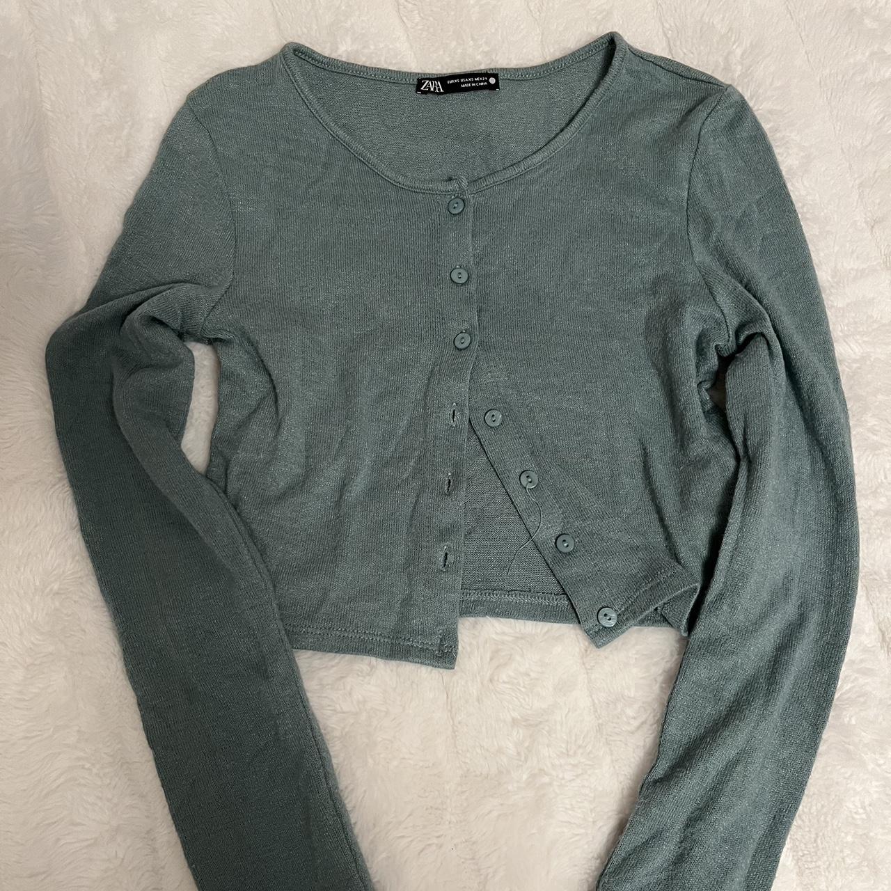 sage green cropped cardigan, barely worn,