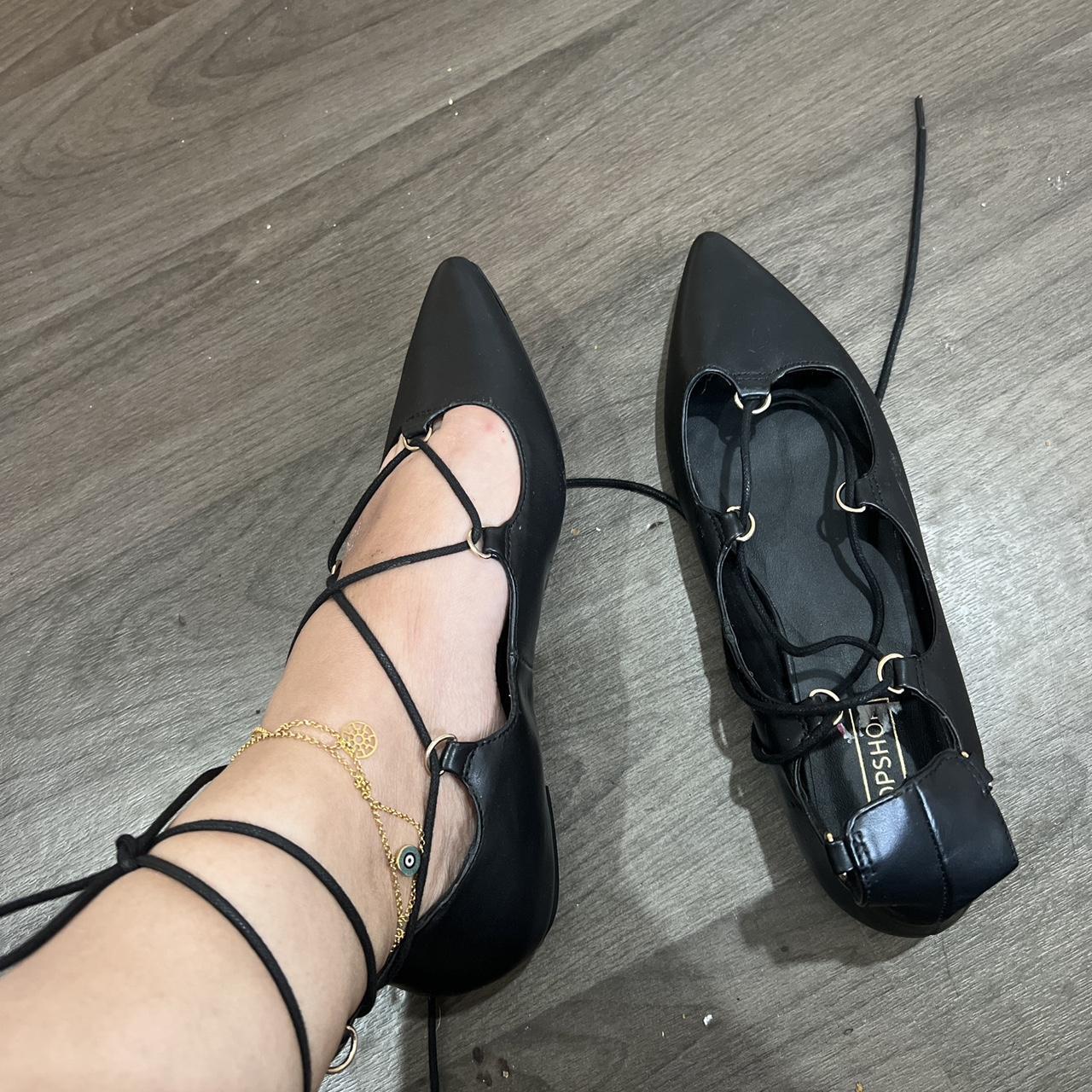 Topshop black flat store sandals