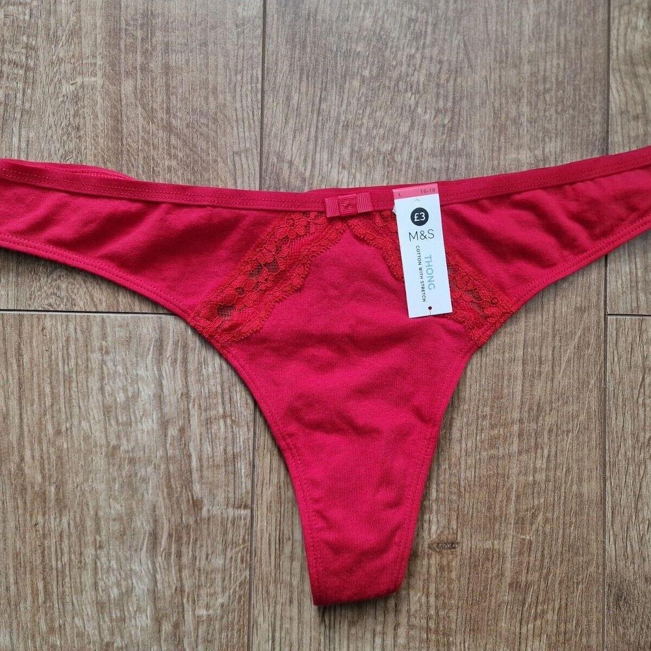 Small red ribbed thong g-string panties Perfect - Depop