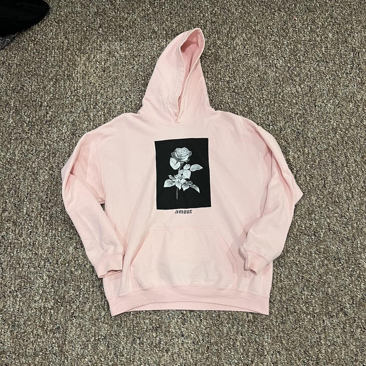 Amour pink hoodie 2025 with rose