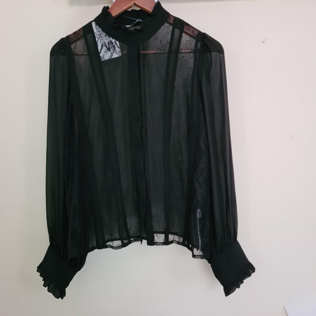 A beautiful sheer black long sleeves blouse,... - Depop