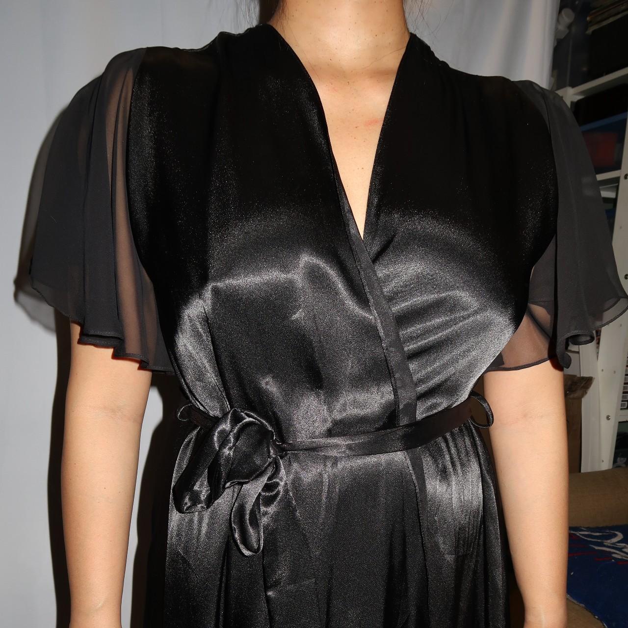 Vintage Dentelle Black Robe with sheer Depop