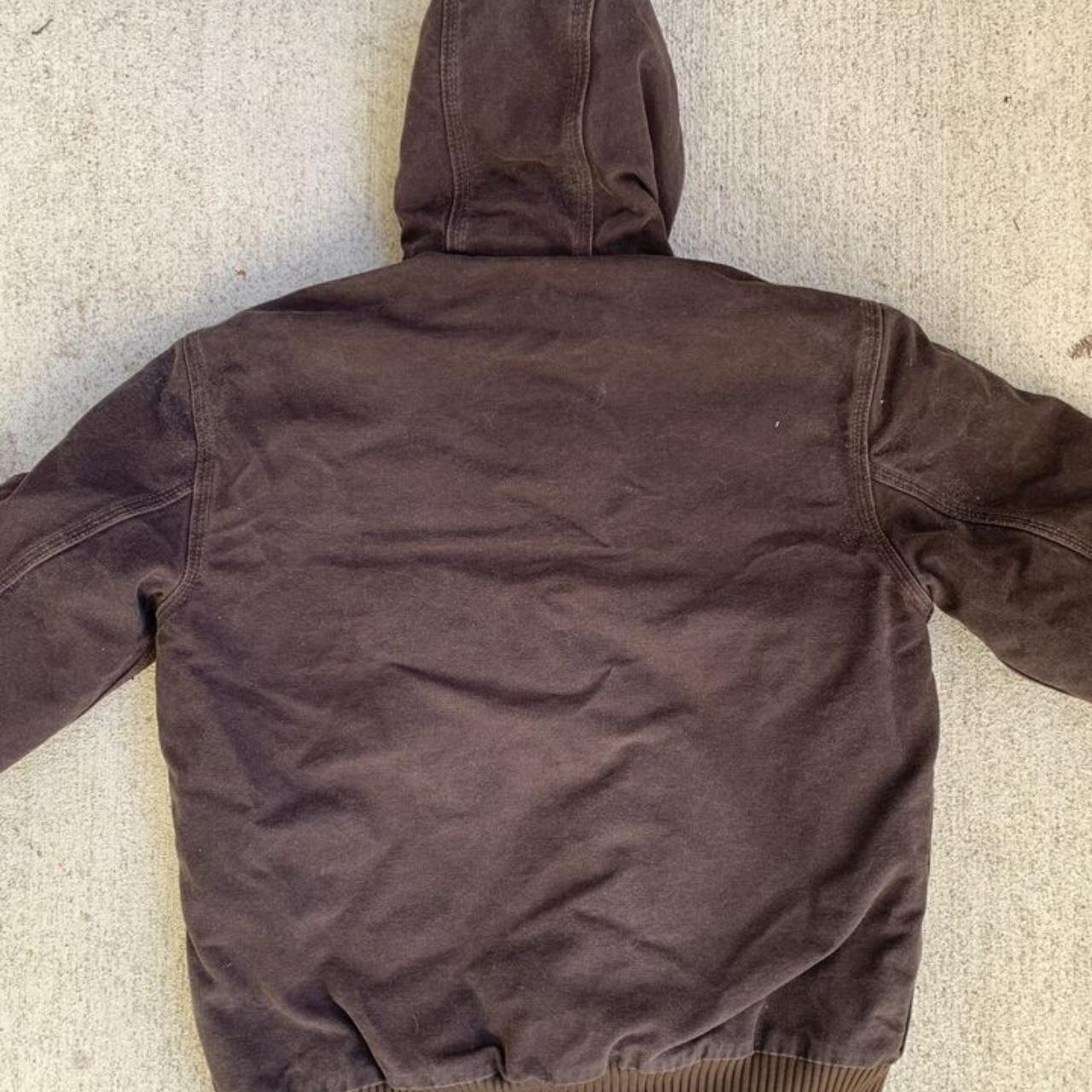 Carhartt Hoodie Jacket SMALL J130 Dark Brown Quilt... - Depop