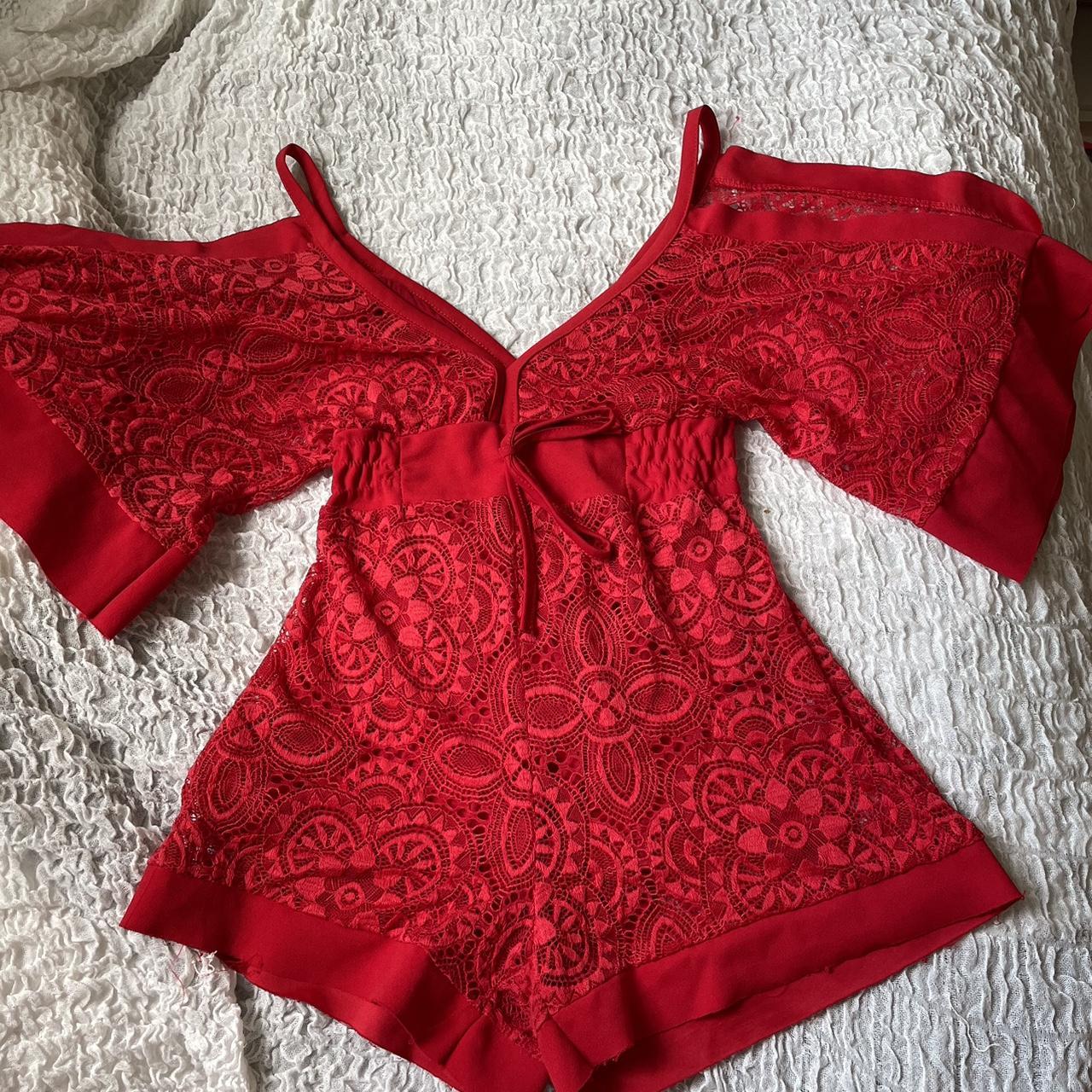 New collection Red lace play suit - Depop