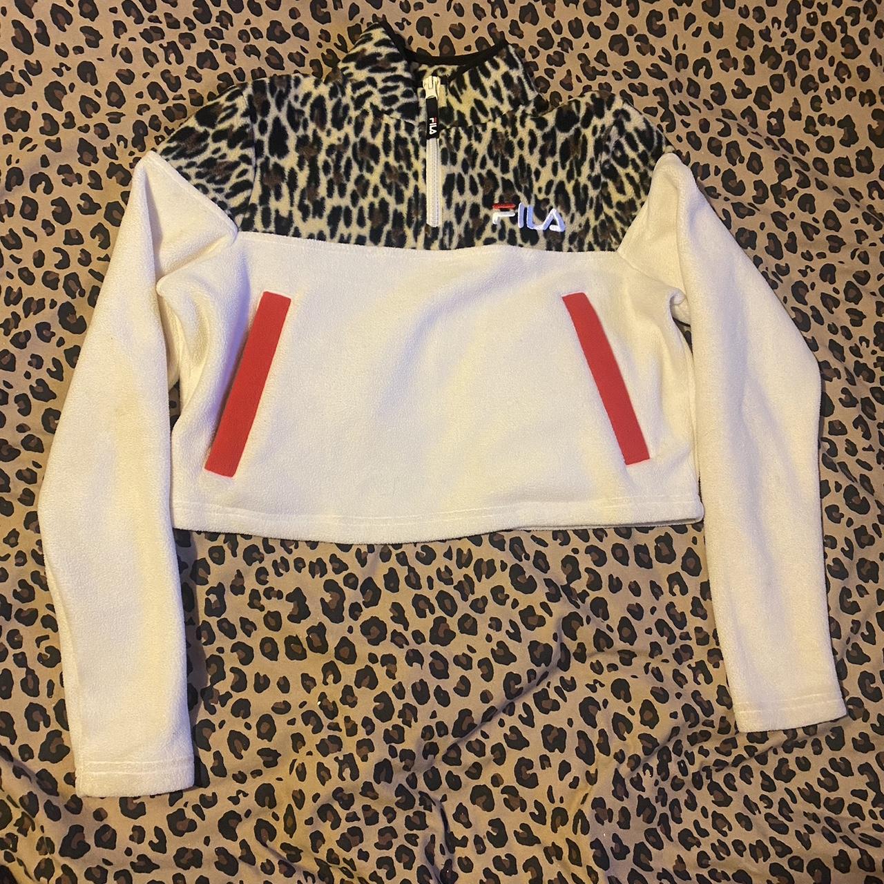 Fila leopard and cream cropped fleece Depop