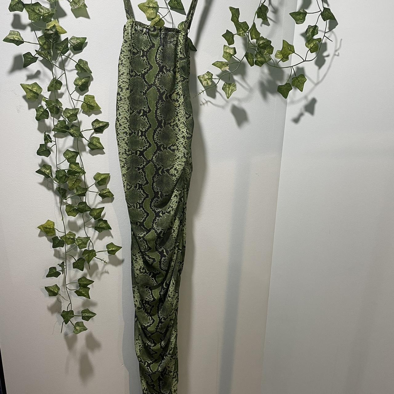 Green snake print maxi dress Depop