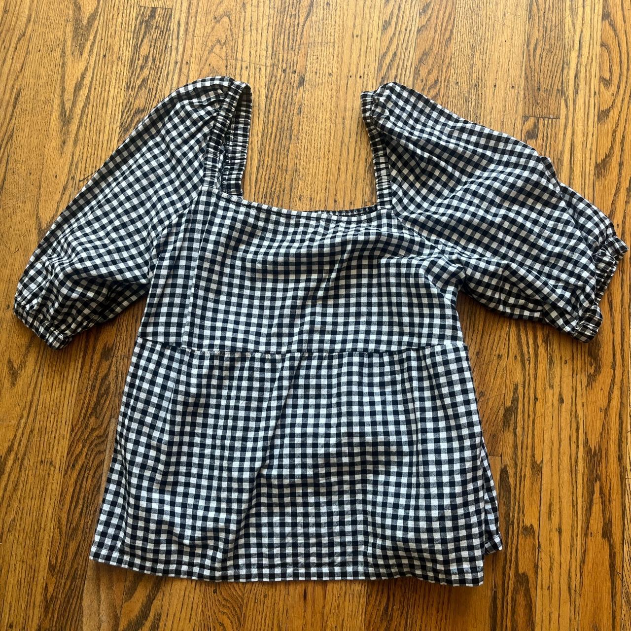 Black and white gingham shirt from John Lewis (UK... Depop
