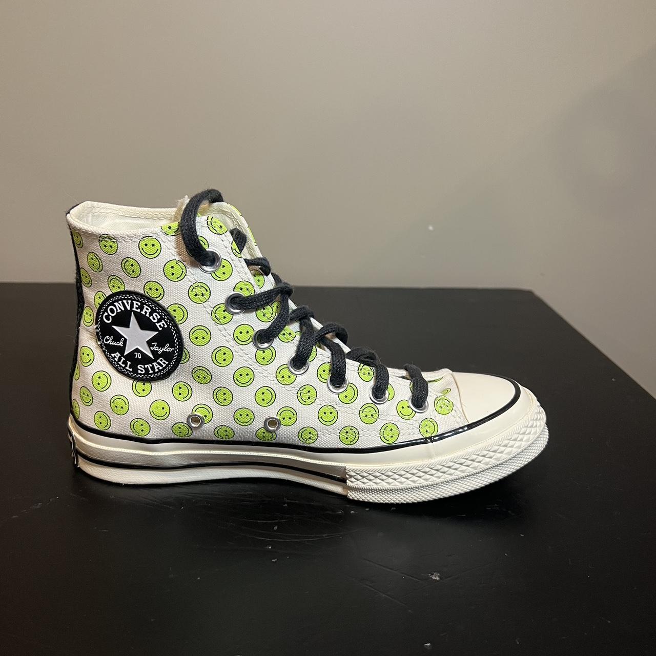 Converse Women's White and Green Trainers | Depop