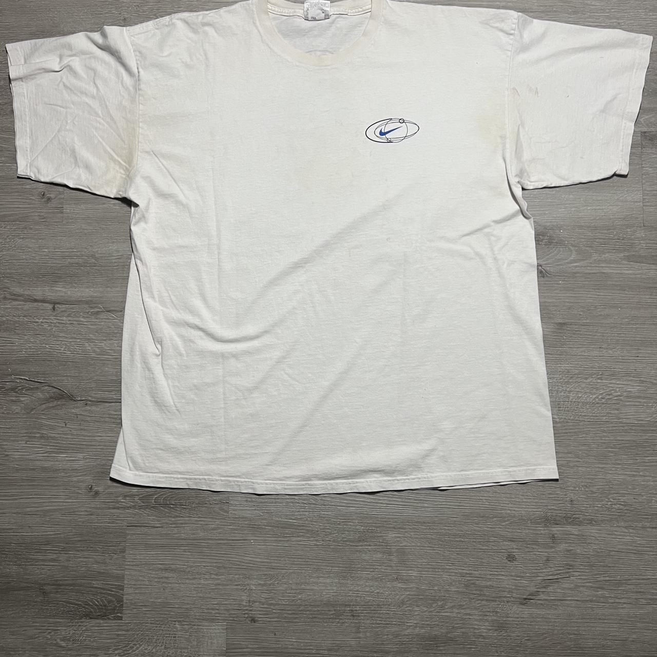 Vintage 90s Nike Swoosh white T shirt Size... - Depop