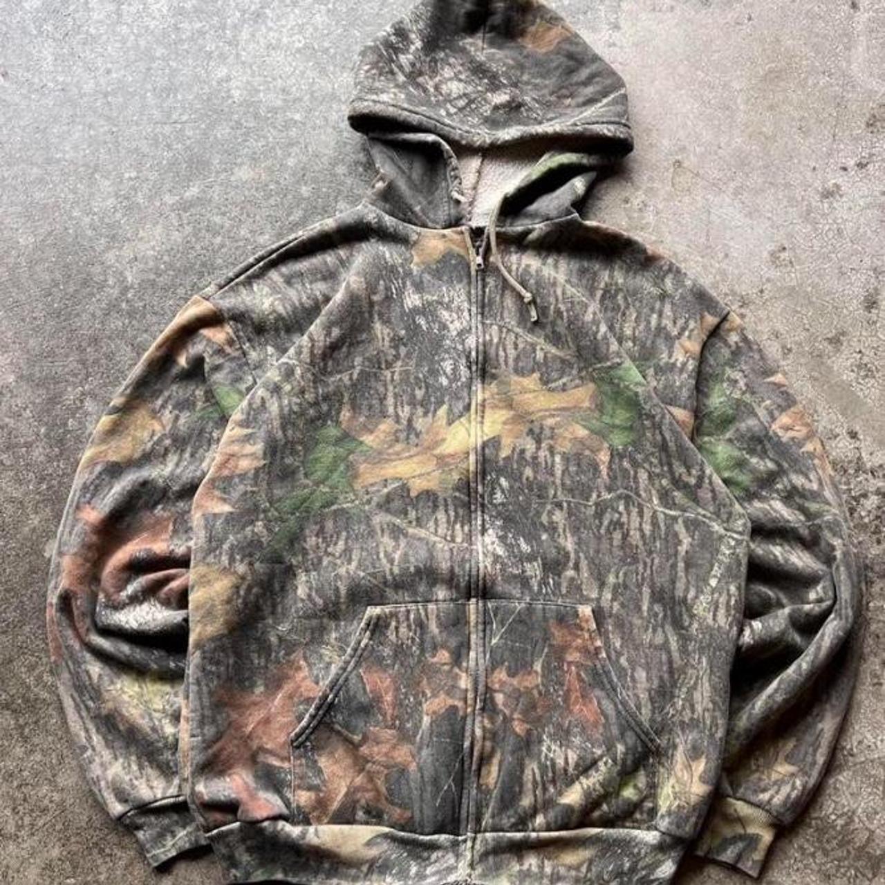 Vintage Y2K Real Tree Camo Zip Up Hoodie Mens Size:... - Depop