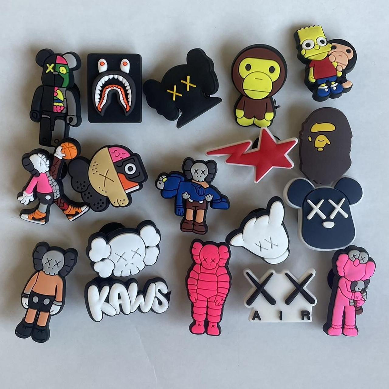 Bape X Kaws croc charms 18pcs SEND OFFERS croc jibits Depop