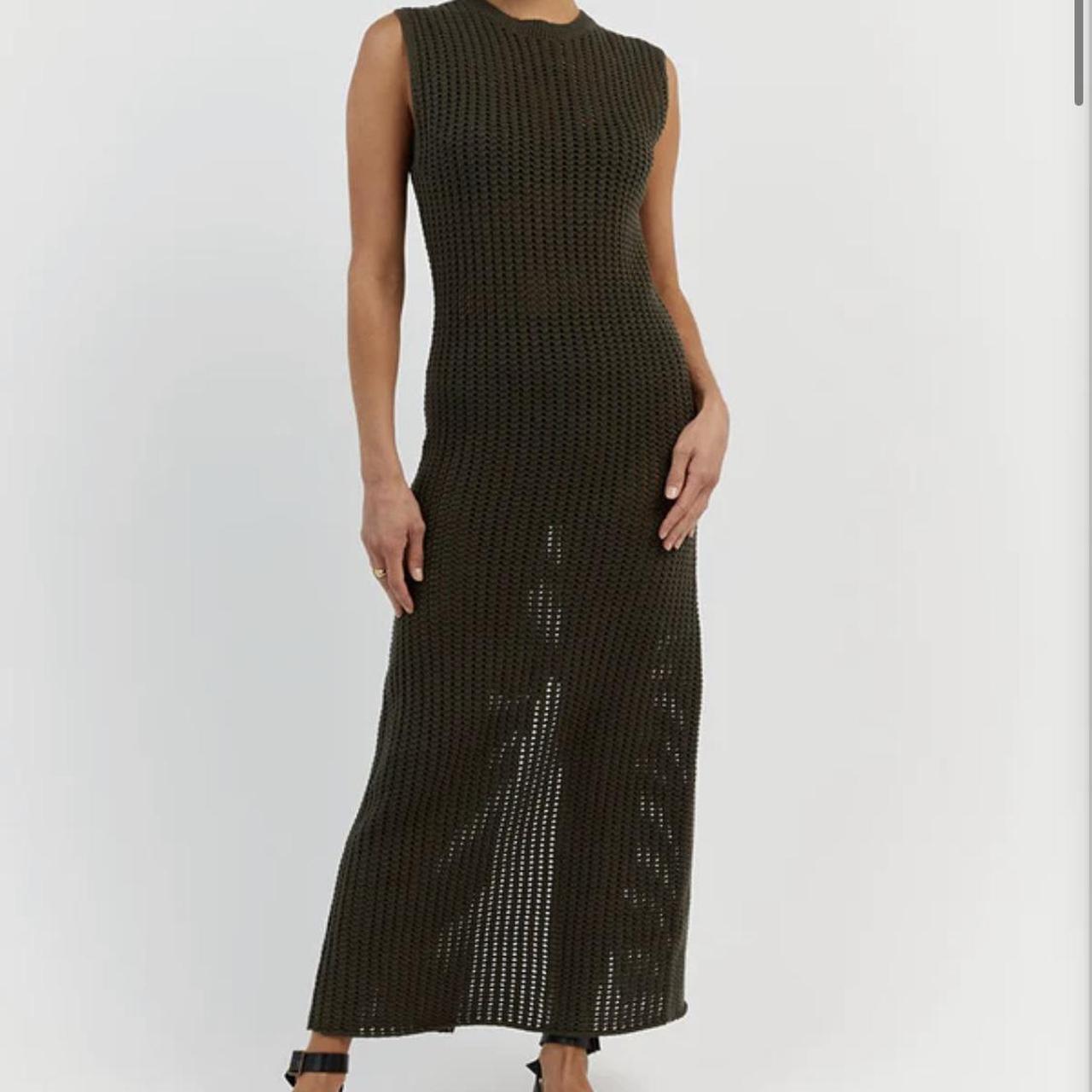 DISSH Denny crochet knit dress in Olive. Worn once.... Depop