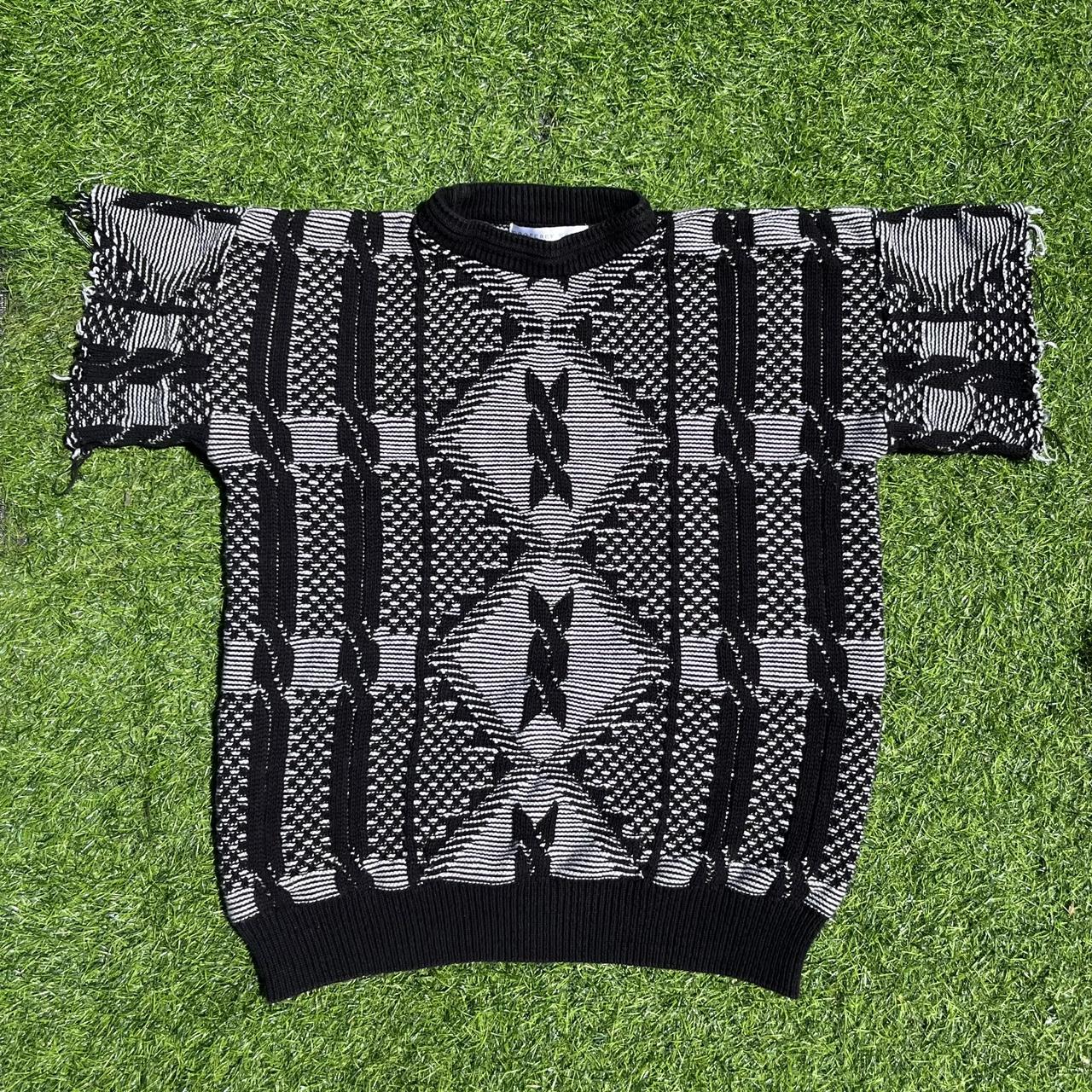 Geoffrey Beene Men S Black And White Jumper Depop