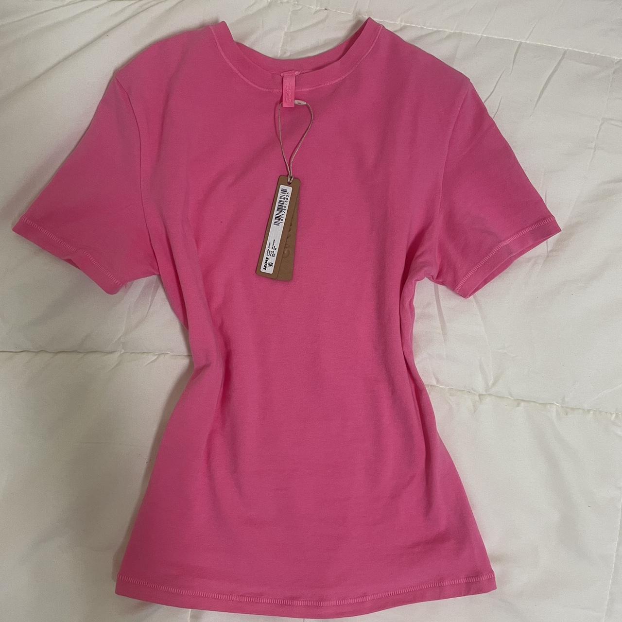 SKIMS sugar pink cotton jersey tee - good condition,... - Depop