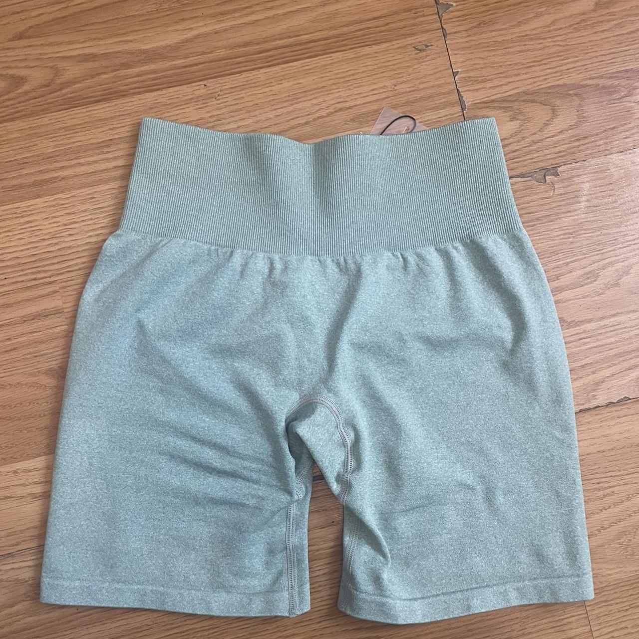 NVGTN sage green scrunch shorts size Small Perfect... Depop