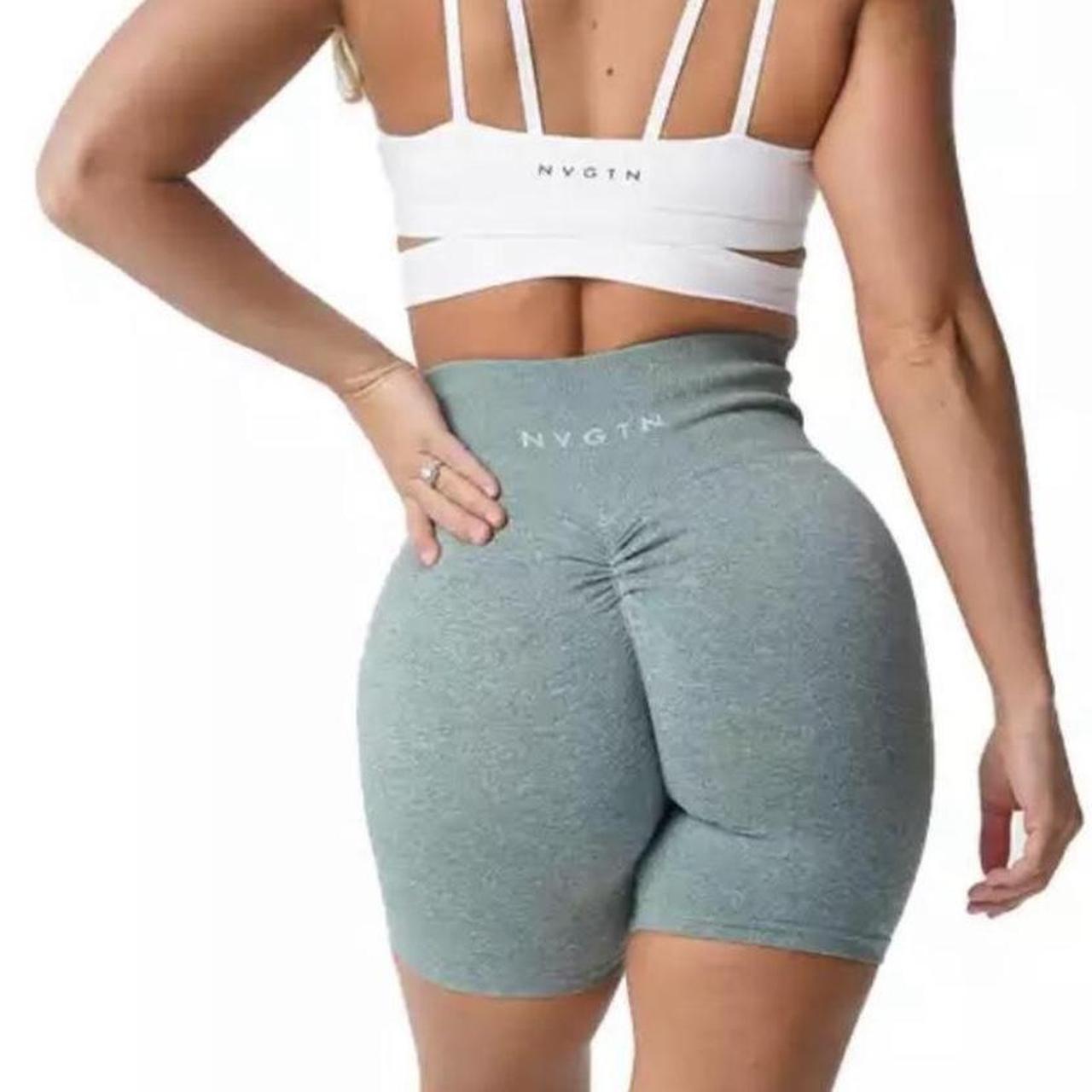 NVGTN sage green scrunch shorts size Small Perfect... Depop