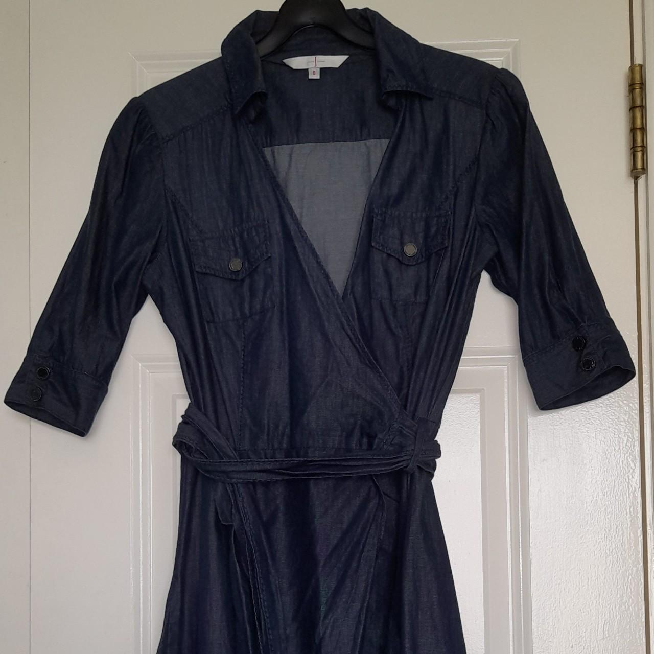 Jasper Conran denim wrap dress midi length size 8 Depop