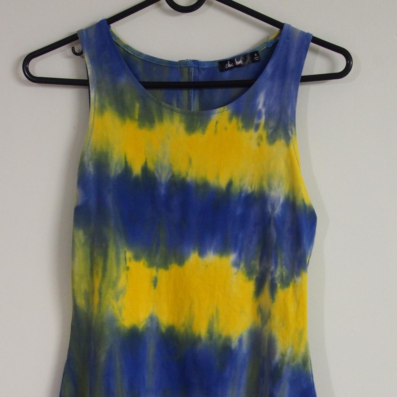 Blue and yellow tie dye short dress- Chic a Booti.... - Depop