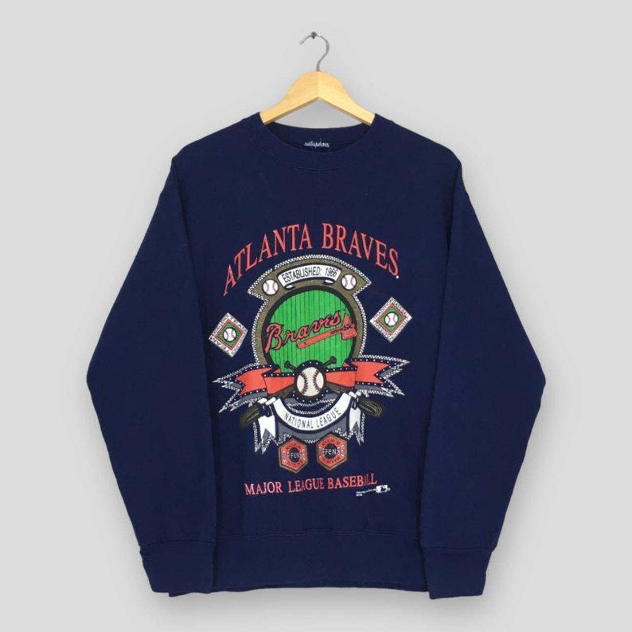 Vintage 90s Atlanta Braves MLB Sweatshirt Large... - Depop