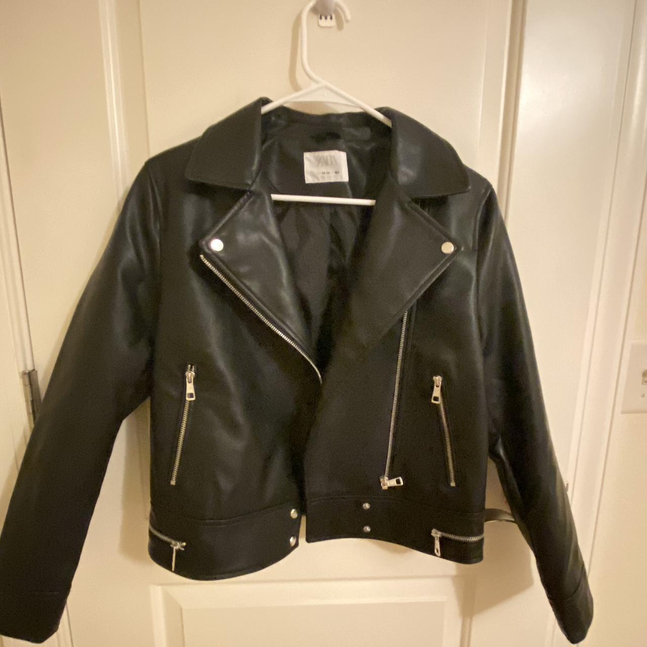 Kids Zara Leather Jacket size 13-14 (fits like... - Depop