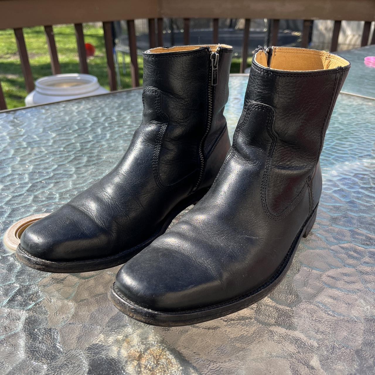 Frye Emmet inside zip boots Black leather, square... - Depop