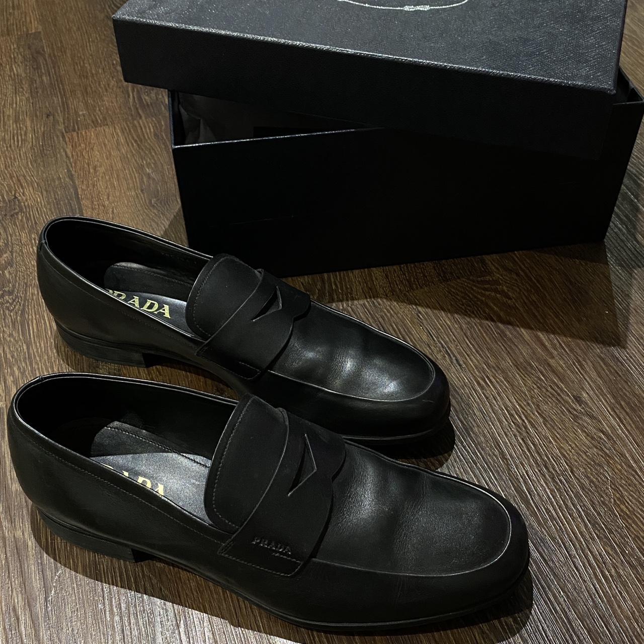 Prada Milano Mens Loafers Black Leather with