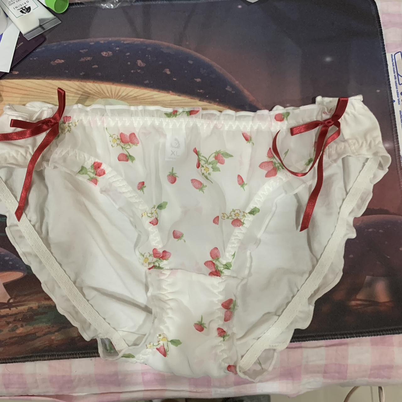 completely new strawberry mesh underwear with bows - Depop