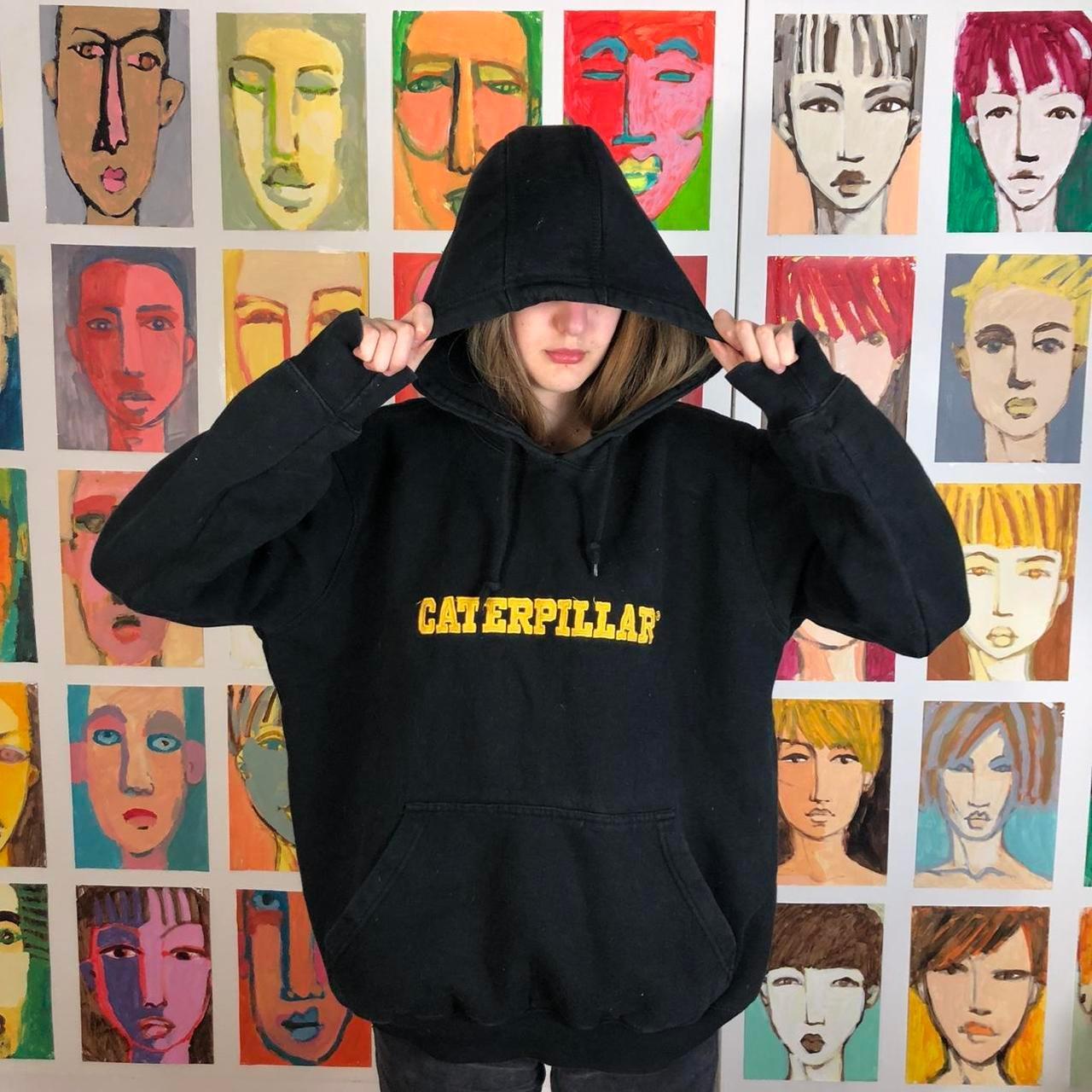 VINTAGE CATEPILLAR HOODIE THICK... Depop