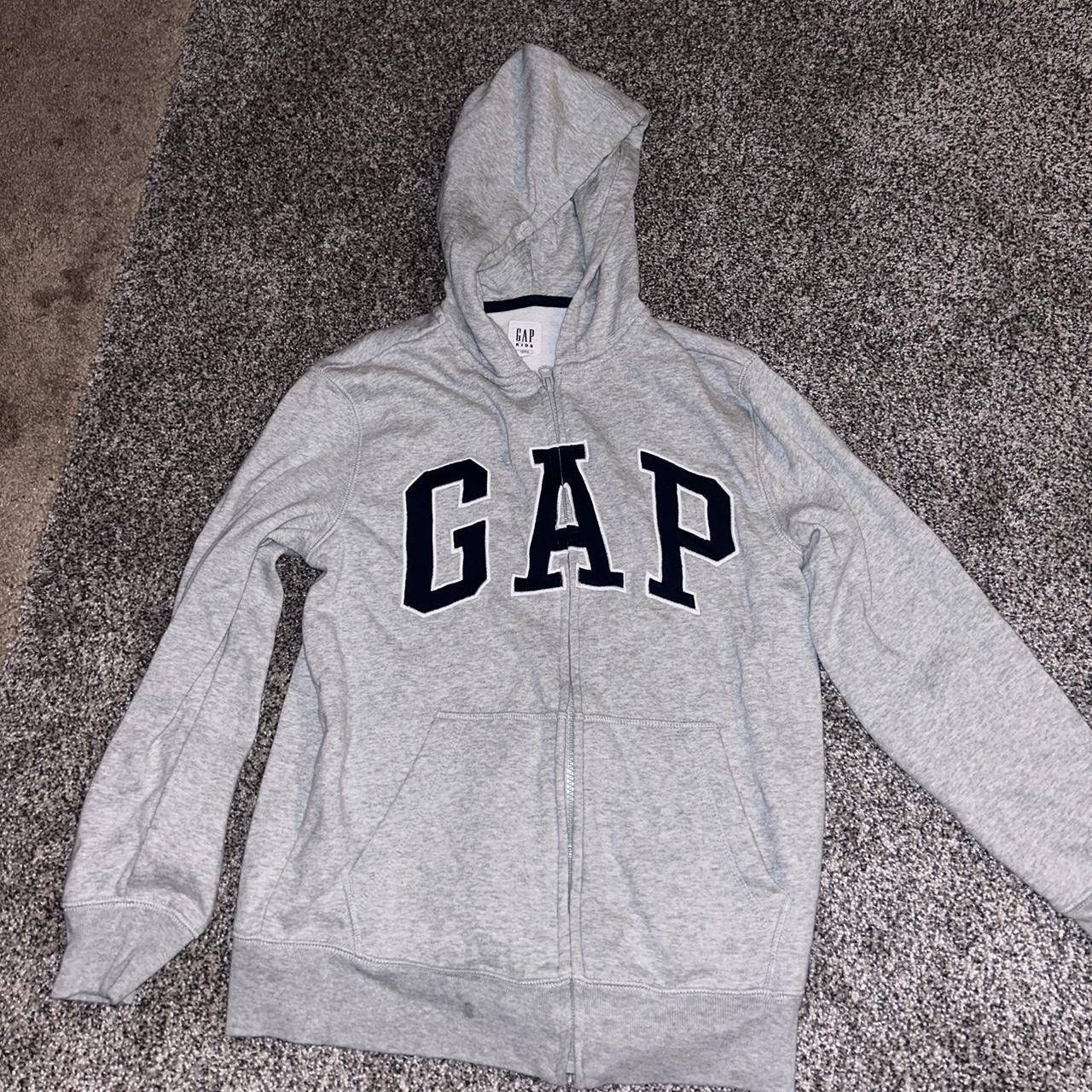 gap kids grey zip up sweater XL in kids super cute... - Depop