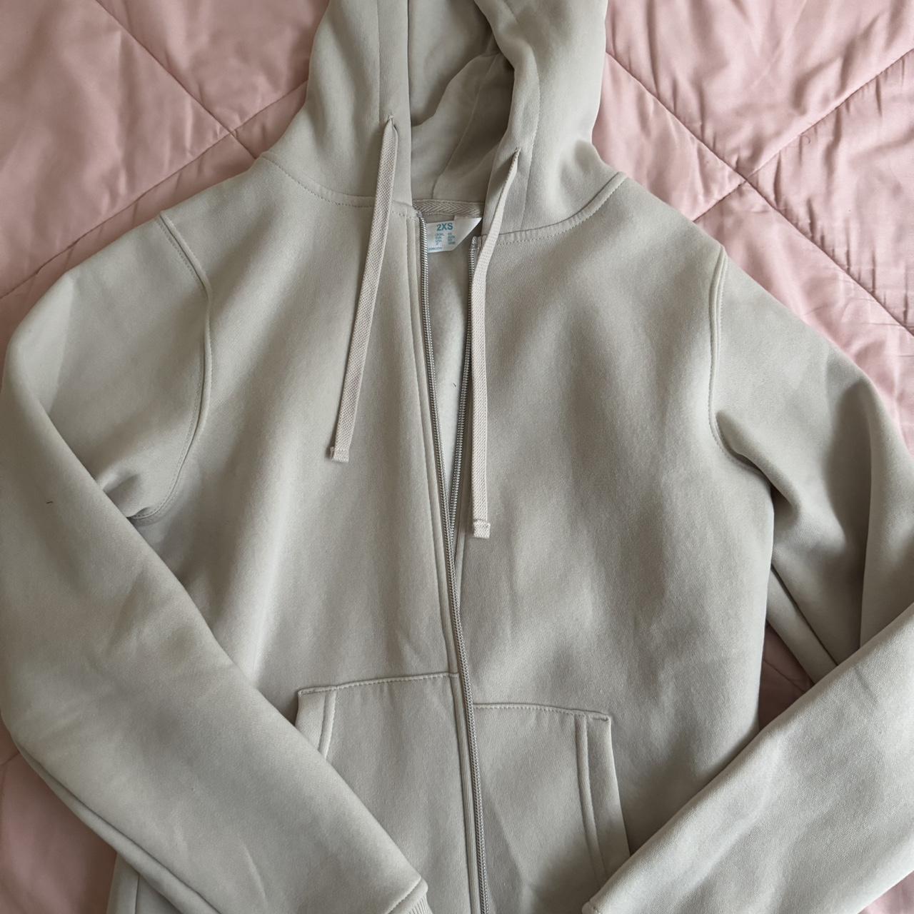 Primark Nude/Cream Zip Up Hoodie Depop