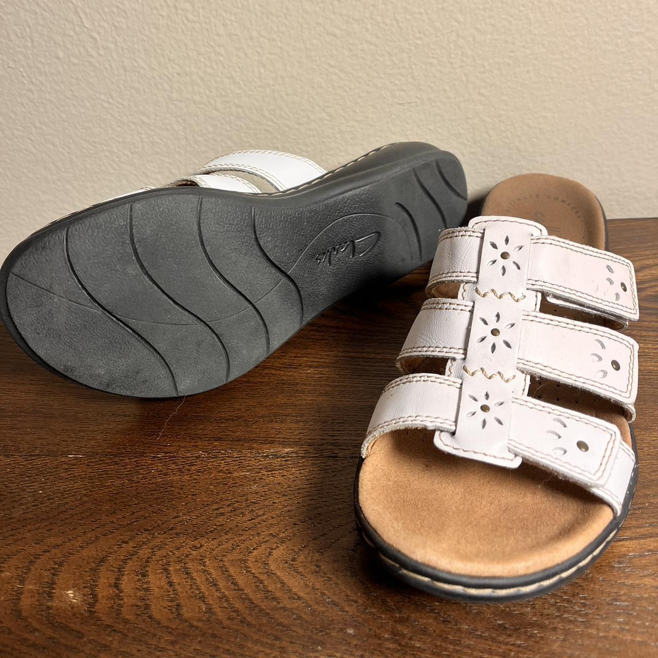 white clark sandals on sale