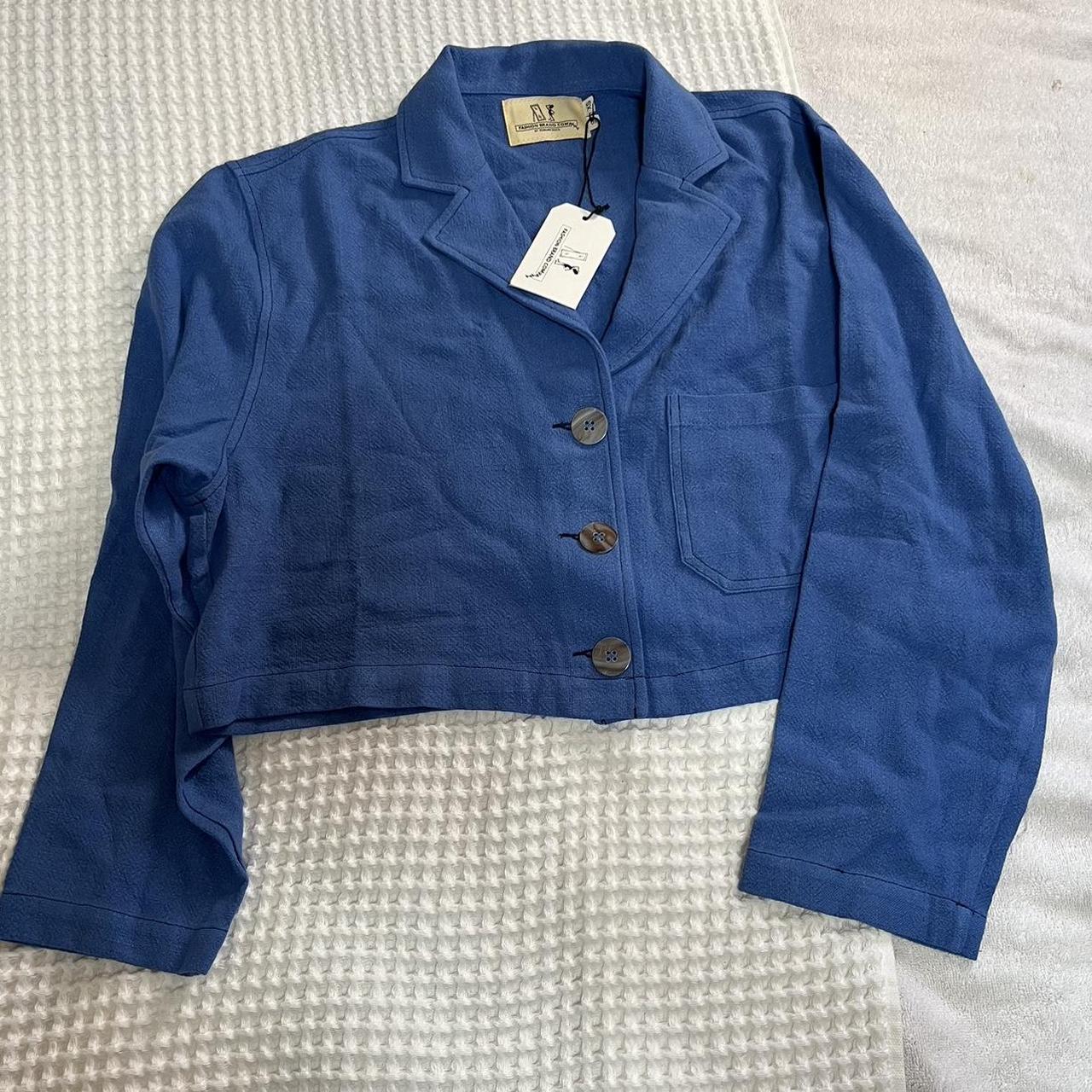 French Blue Line Crop Jacket Blue Size xs/s Sold out - Depop