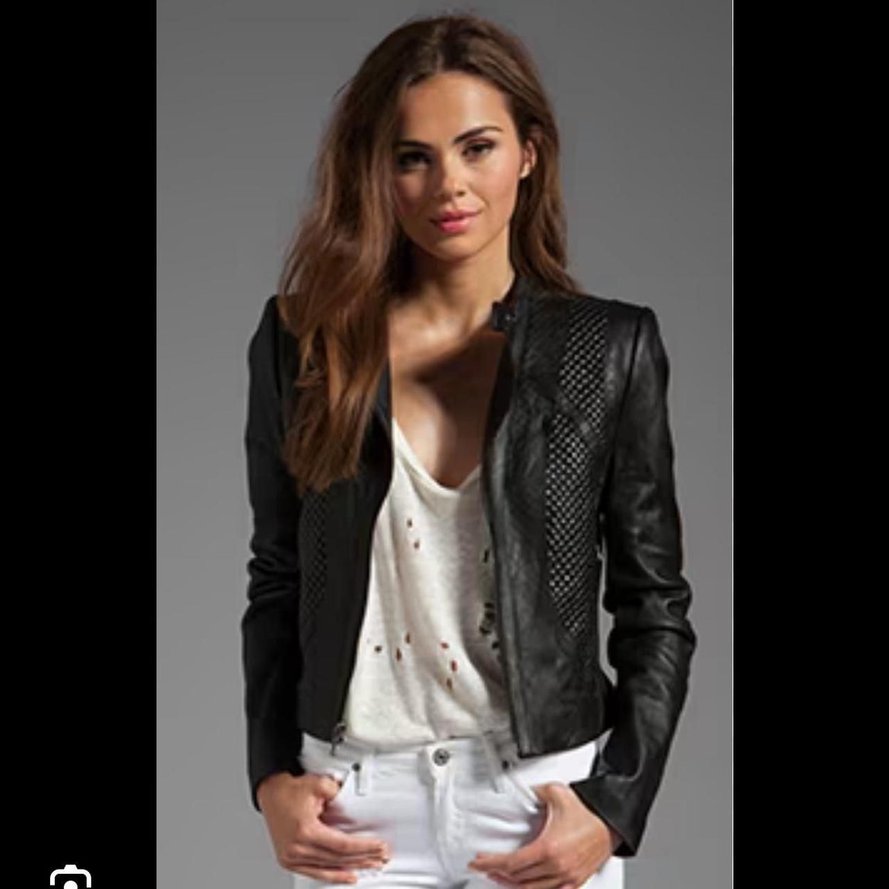 BCBGMaxAzria Misa Blocked Moto Jacket Leather | Depop