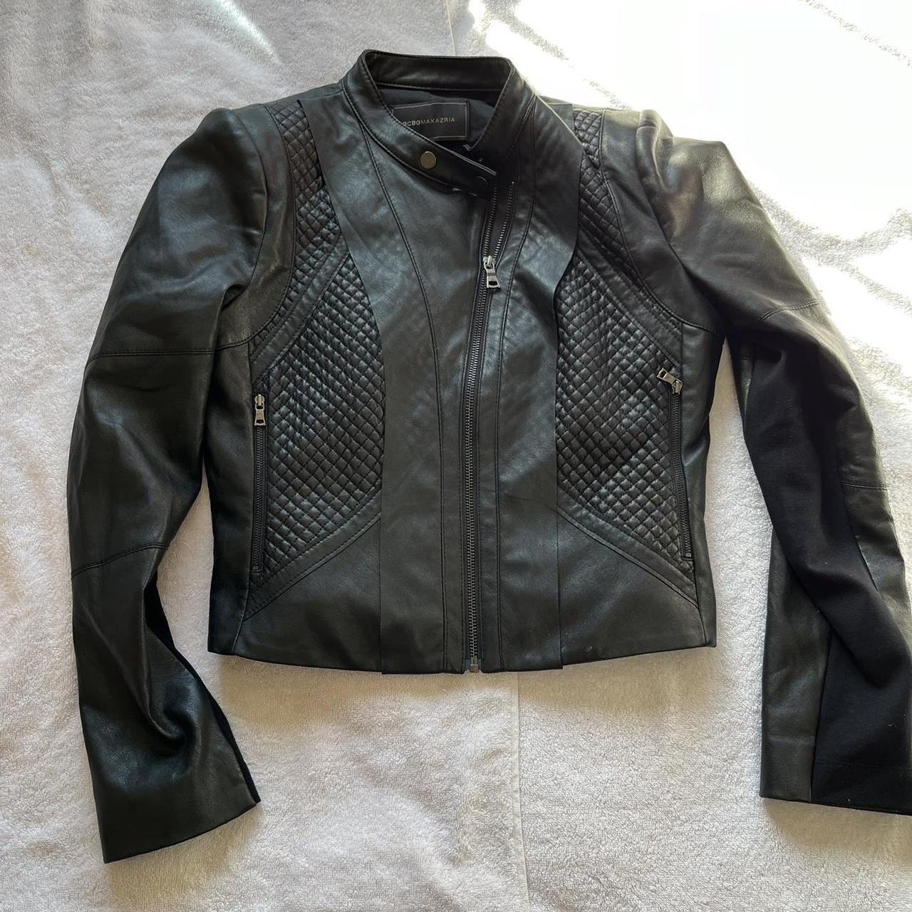 BCBGMaxAzria Misa Blocked Moto Jacket Leather | Depop