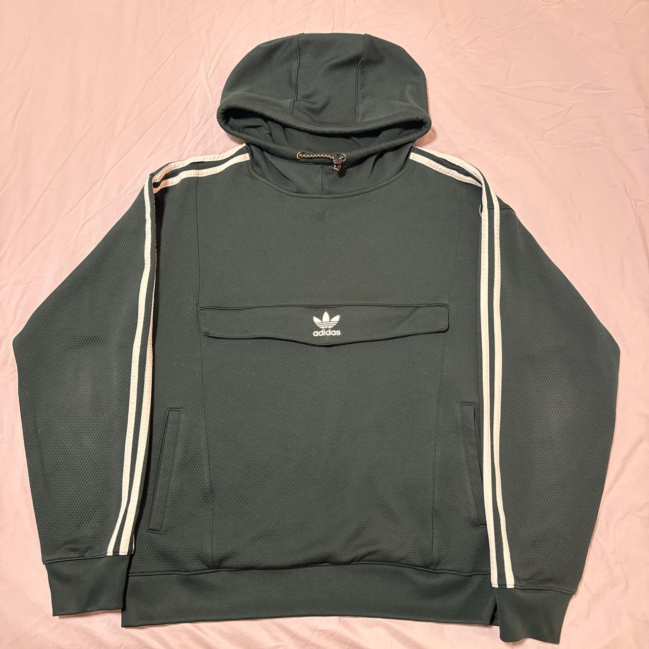 Forrest Green Adidas Kangaroo Pocket Hoodie Three. Depop