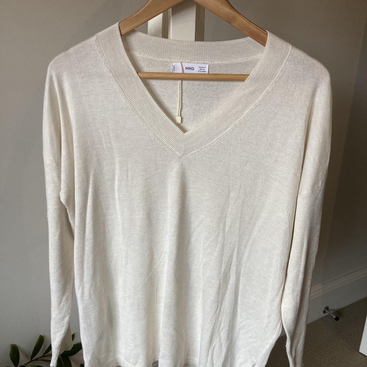 MNG cream vneck jumper. Depop